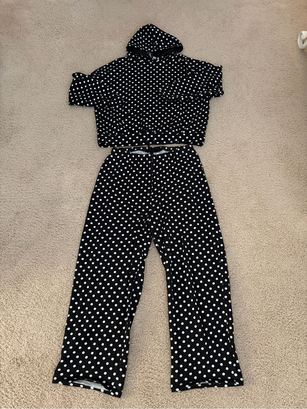 Black/White Polka Dot French Terry ASOS Set